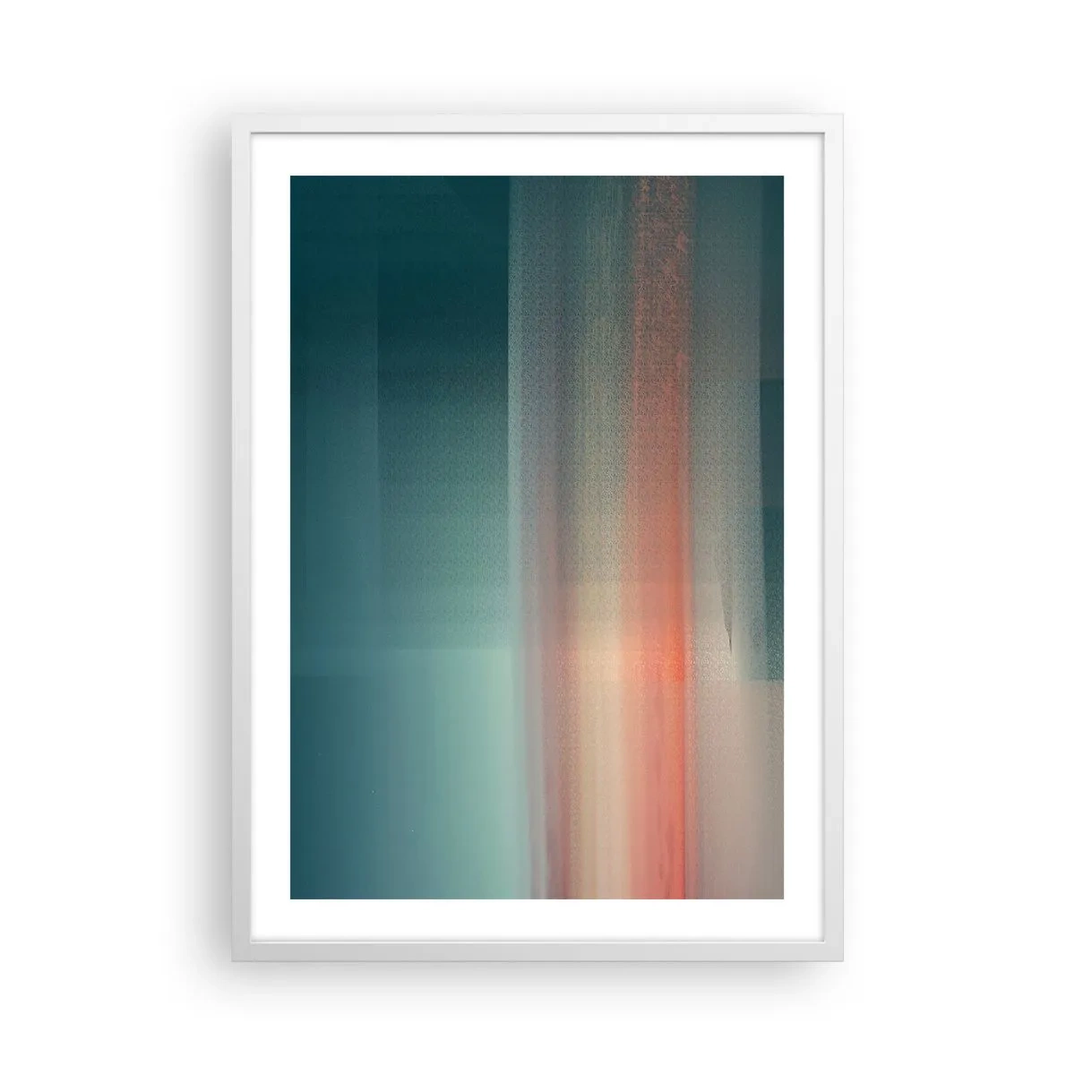 Pôster em moldura branca - Resumo: ondas de luz - 50x70 cm