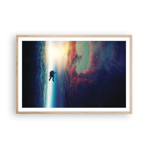 Pôster com moldura de carvalho claro - Enfrentando o universo - 91x61 cm