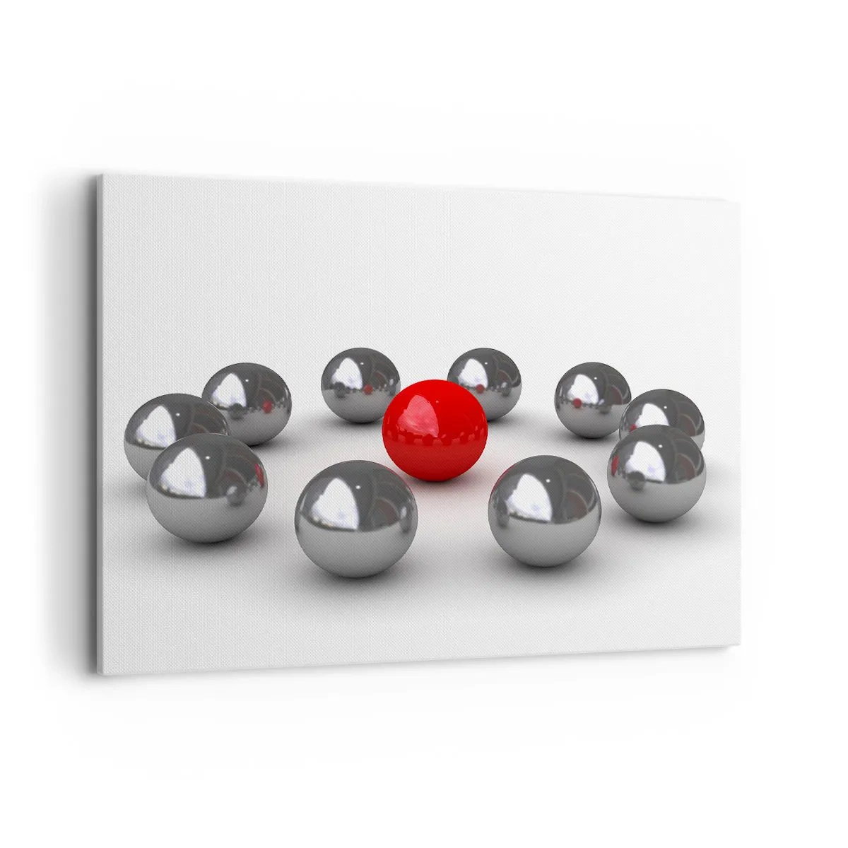 Quadro em tela - Círculo em prata e vermelho - 100x70 cm