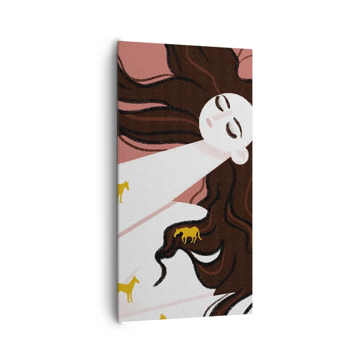 Quadro em tela - Sonho com um cavalo dourado - 65x120 cm