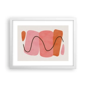 Pôster em moldura branca - Movimento suave de formas - 40x30 cm