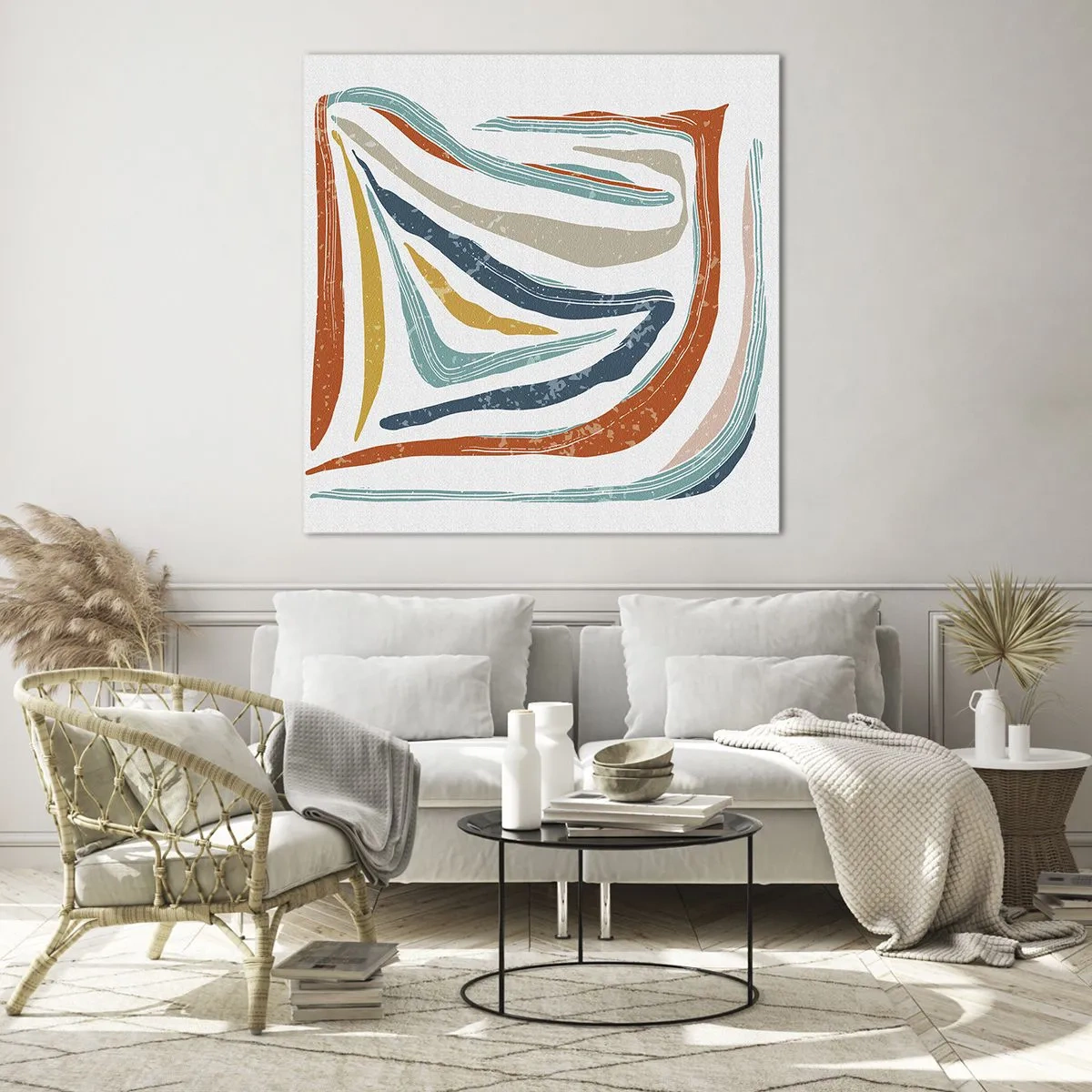 Quadro em vidro - Abstração com um sorriso amigável - 40x40 cm