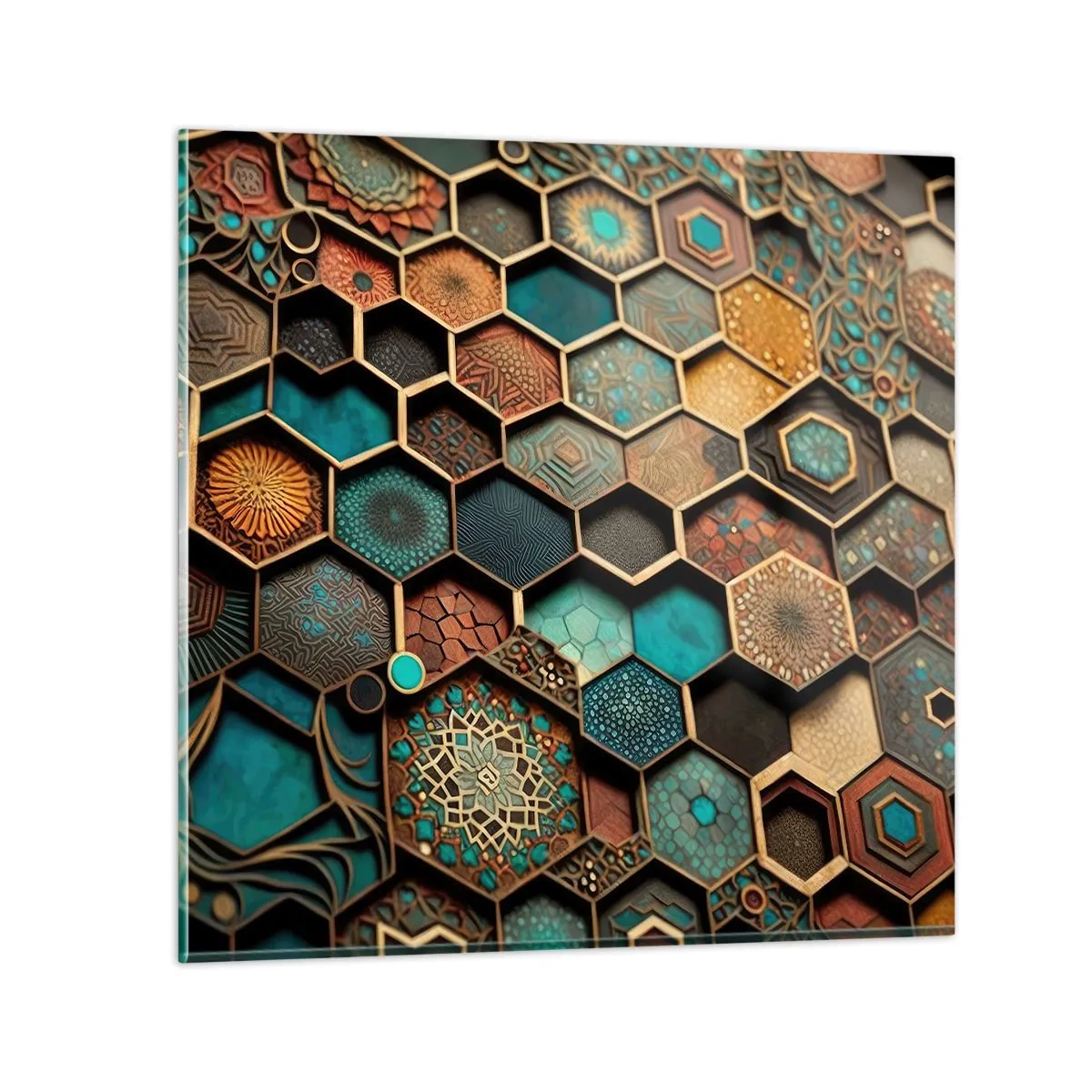 Quadro em vidro - Ornamentos árabes – variação - 50x50 cm