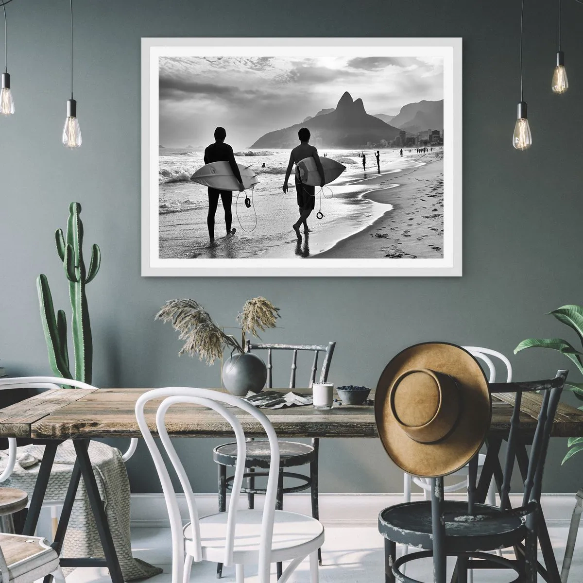 Pôster em moldura branca - Samba para uma onda - 40x30 cm