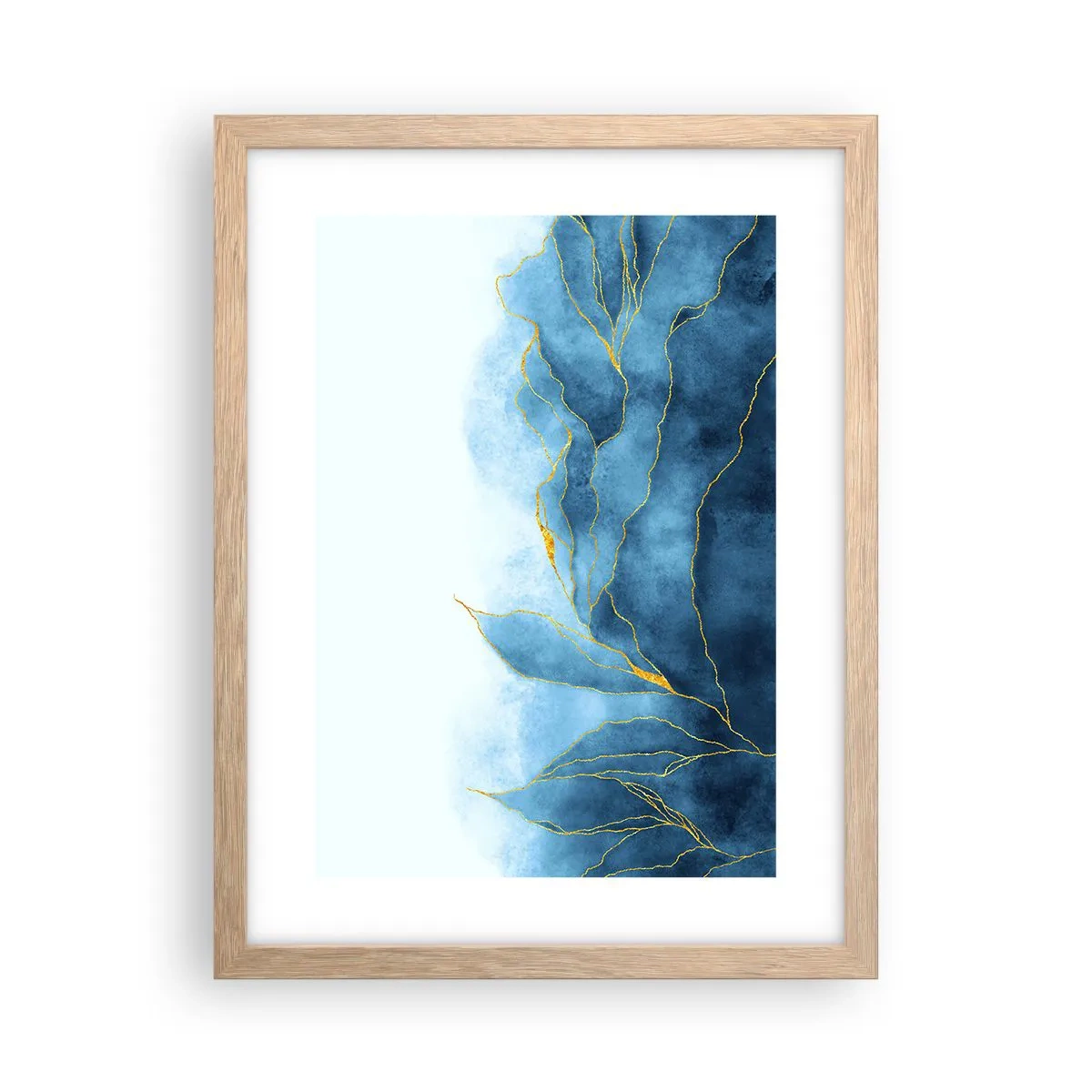 Pôster com moldura de carvalho claro - Azul dourado - 30x40 cm