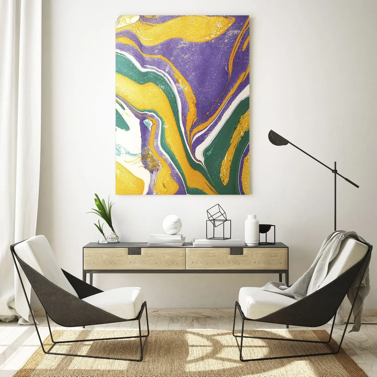 Quadro em vidro - Ondas de cor - 70x100 cm