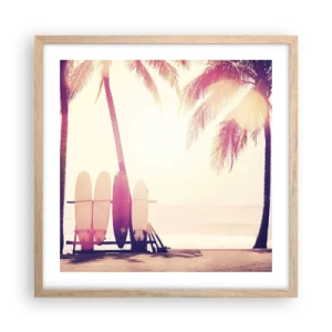 Pôster com moldura de carvalho claro - Vai ser um grande dia - 50x50 cm