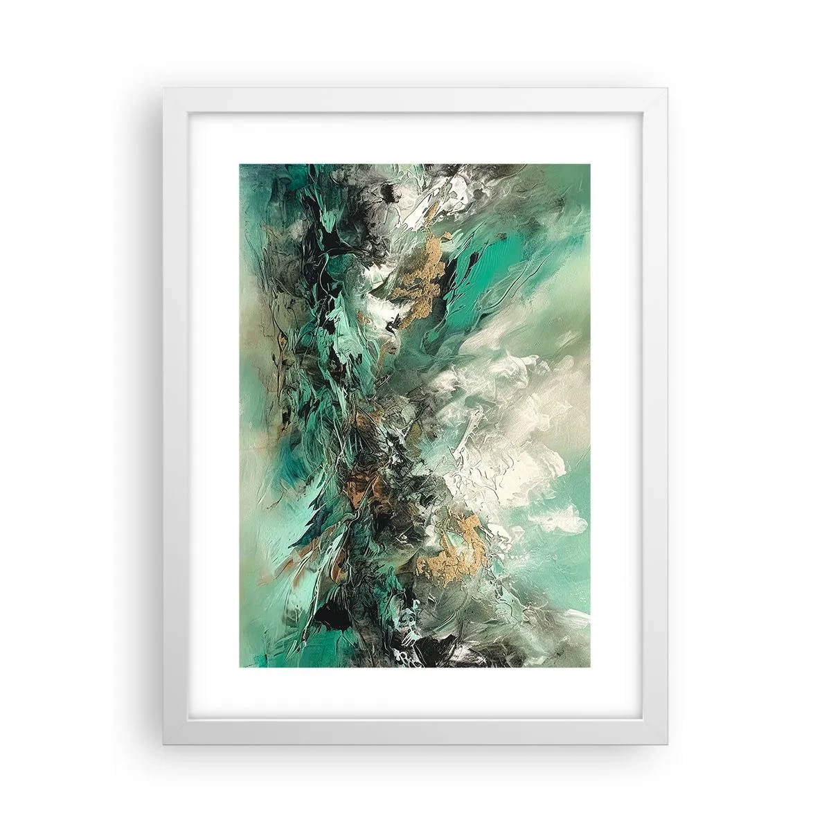 Pôster em moldura branca - Surf esmeralda e preto - 30x40 cm