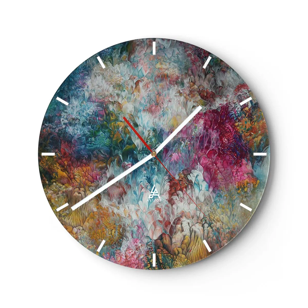 Relógio de parede - Relógio em vidro - Em plena floração - 40x40 cm