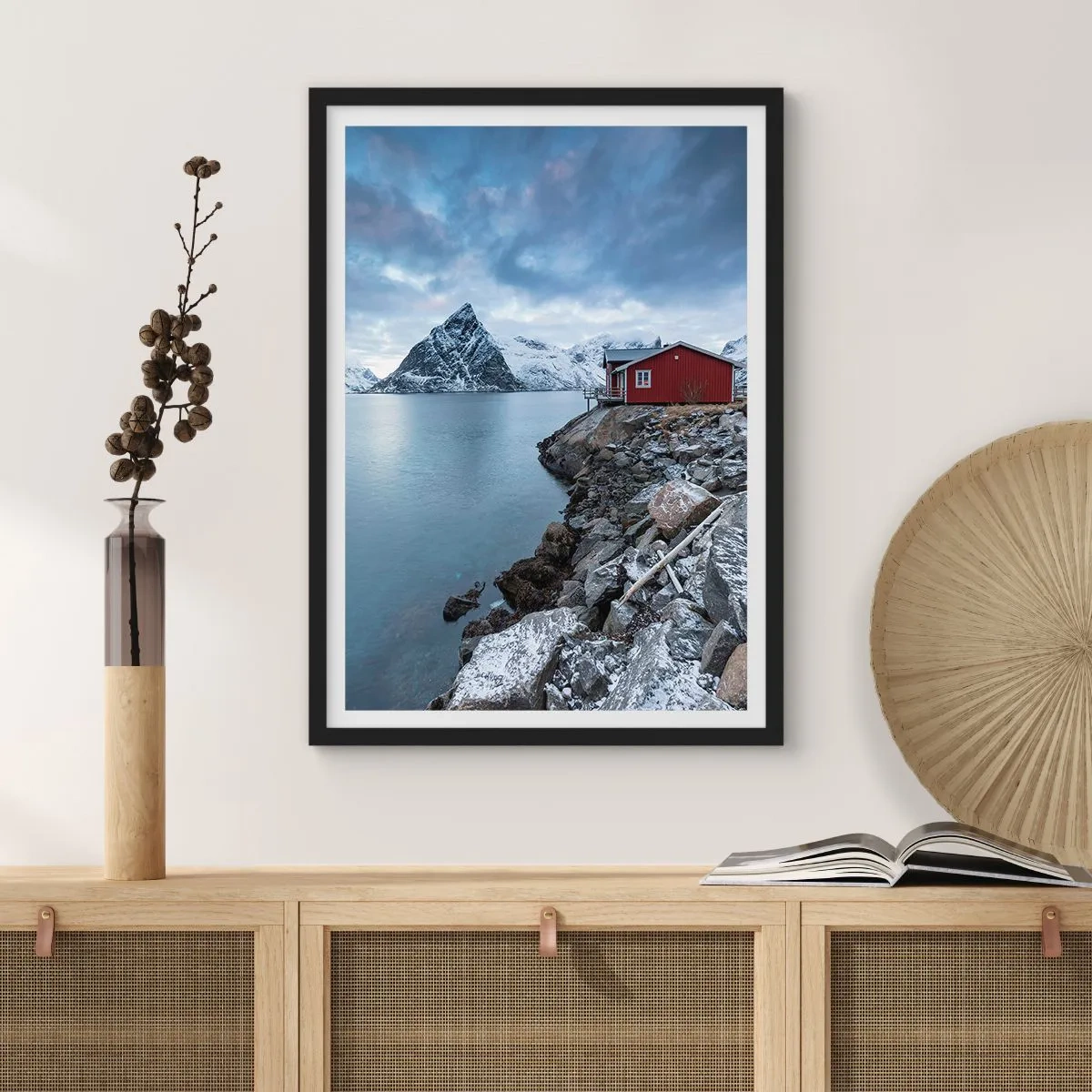Pôster com moldura preta - Outono alpino - 50x70cm - Retiro escandinavo - Decoração de parede moderna para a sala de estar e quarto ARTTOR