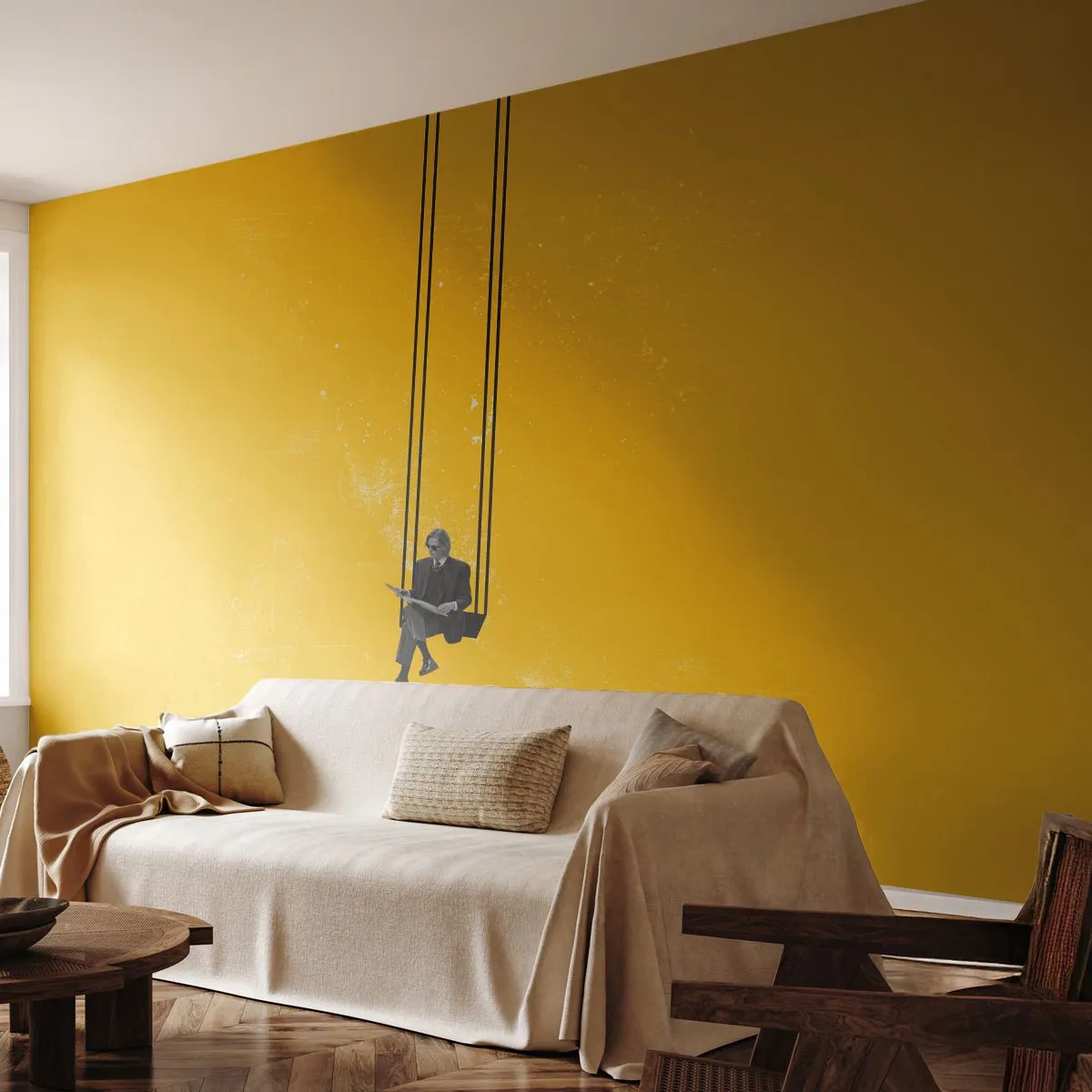 Papel de Parede Standard Eco - Dia como todos os dias - Arte Moderna, Balanço, Homem - 350x256 cm