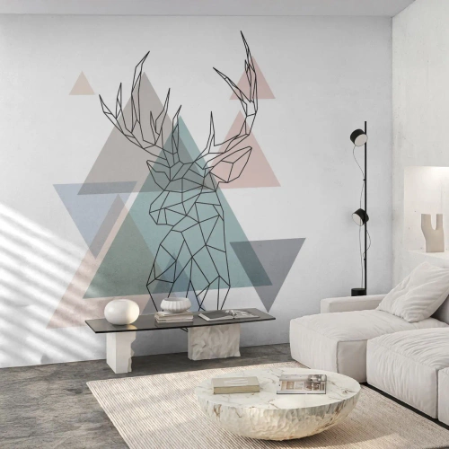 Papel de Parede Autocolante Deluxe Sticker - Numa floresta geométrica - Abstração, Cervo, Gráficos - 200x140 cm