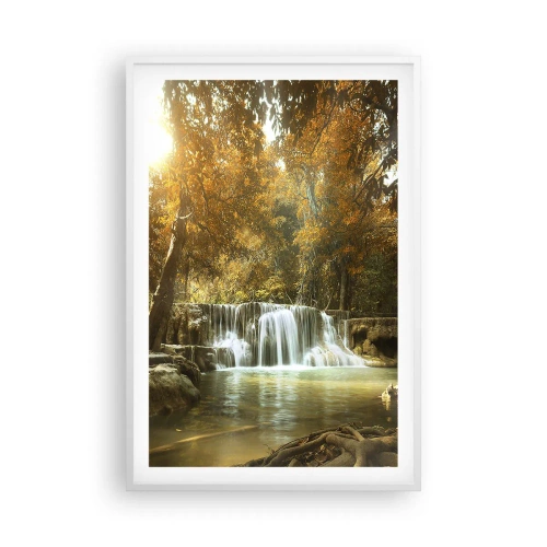 Pôster em moldura branca - A cascata do parque - 61x91 cm