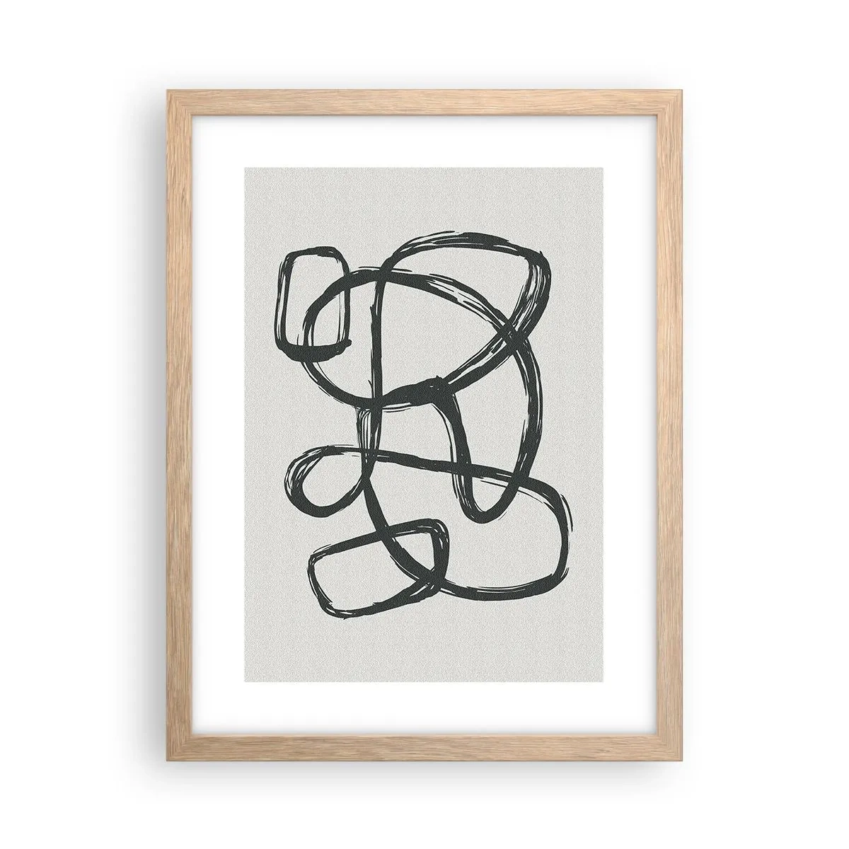 Pôster com moldura de carvalho claro - Abstração em loop - 30x40 cm