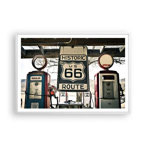 Pôster em moldura branca - Viagens retro americanas - 100x70 cm