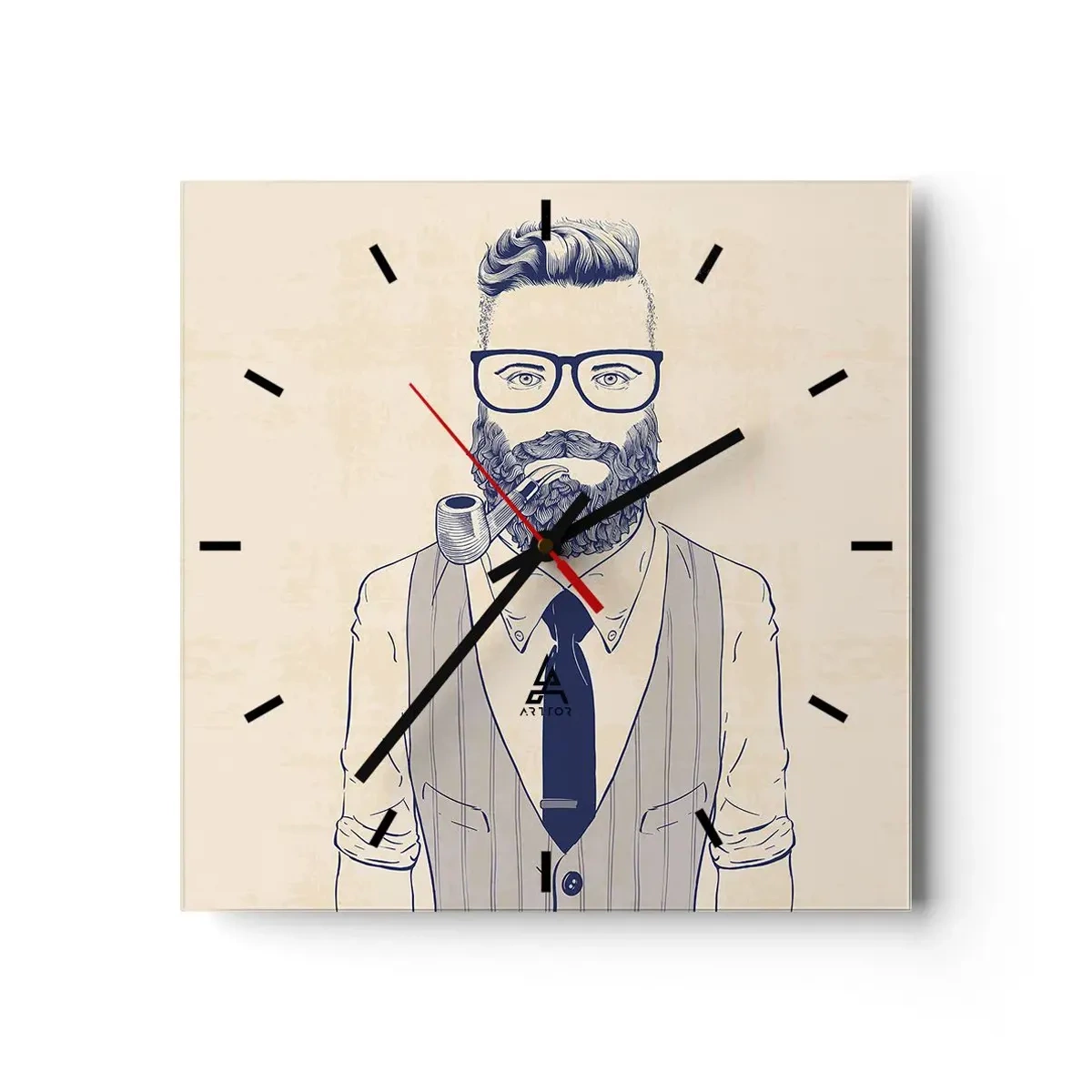Relógio de parede - Relógio em vidro - Alegre, masculino e elegante - 30x30 cm