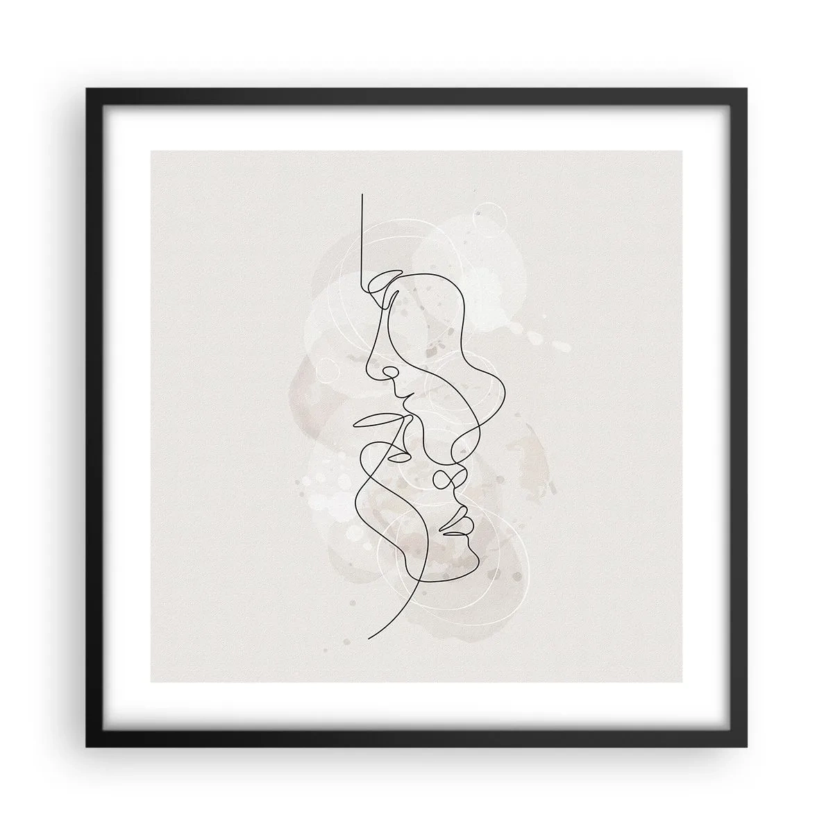 Pôster com moldura preta - Emaranhados num abraço - 50x50 cm