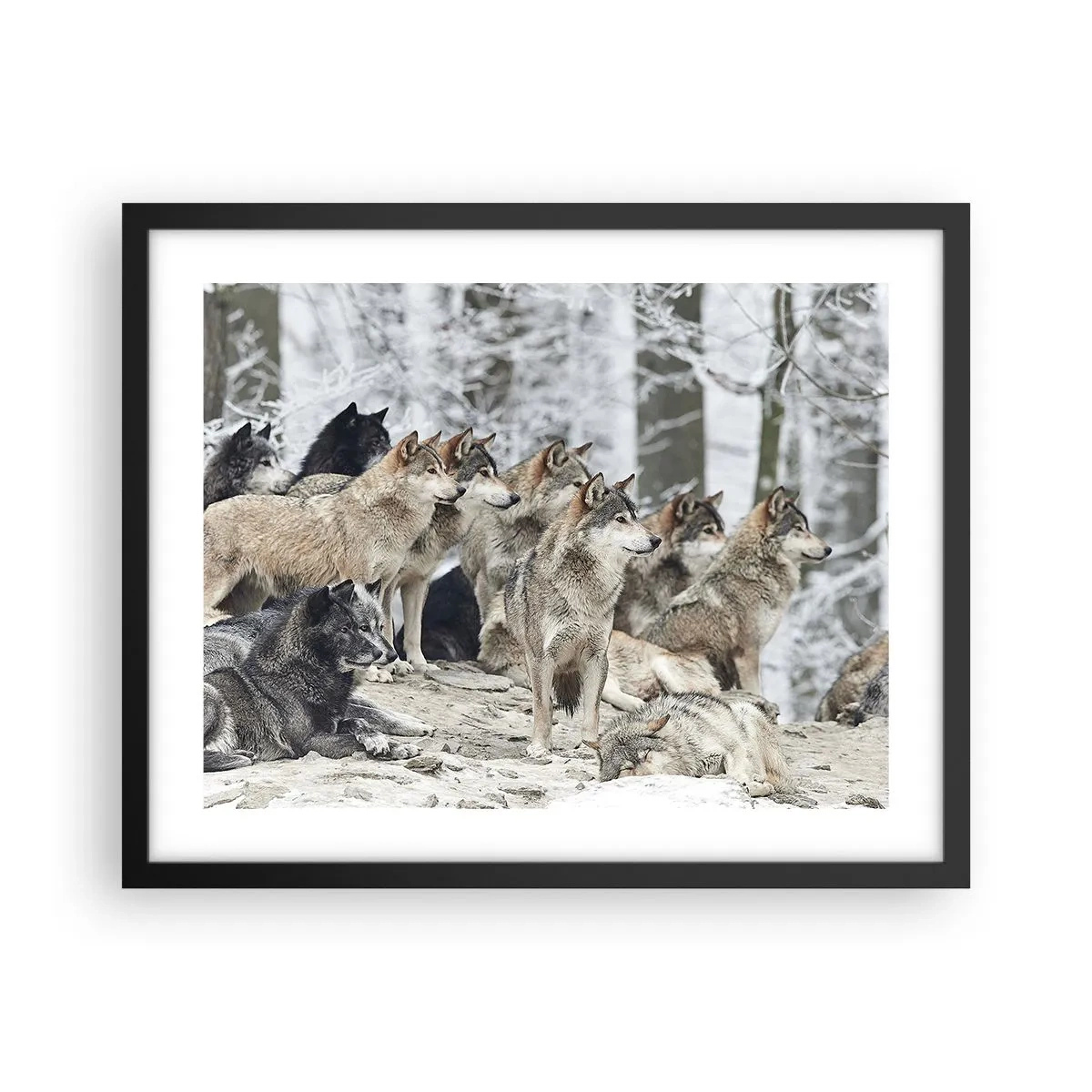 Pôster com moldura preta - Família e amigos - 50x40 cm