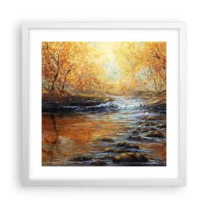 Pôster em moldura branca - Riacho Dourado - 40x40 cm