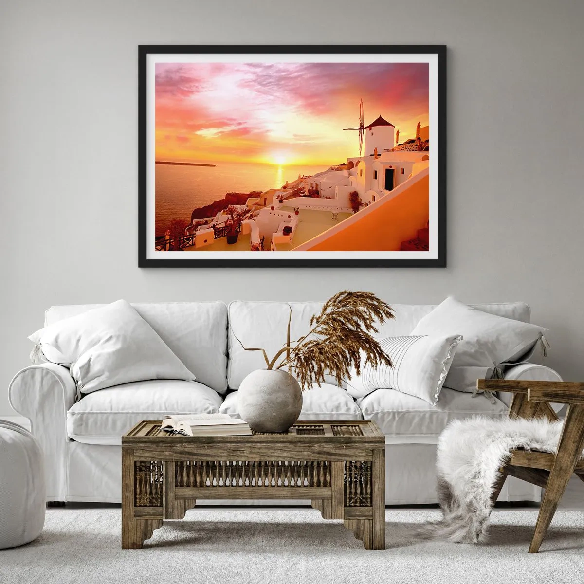 Pôster com moldura preta - Derreter em branco e ouro - 40x30 cm