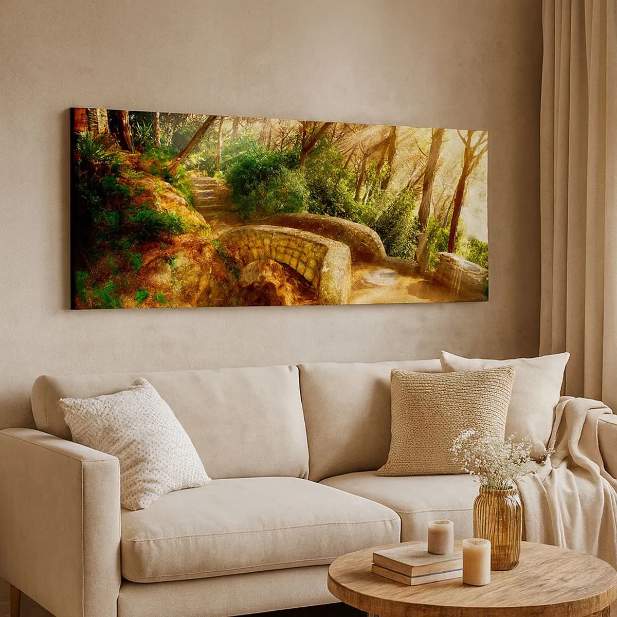 Quadro em tela - Direto da ponte para a floresta de contos de fadas - 100x40 cm