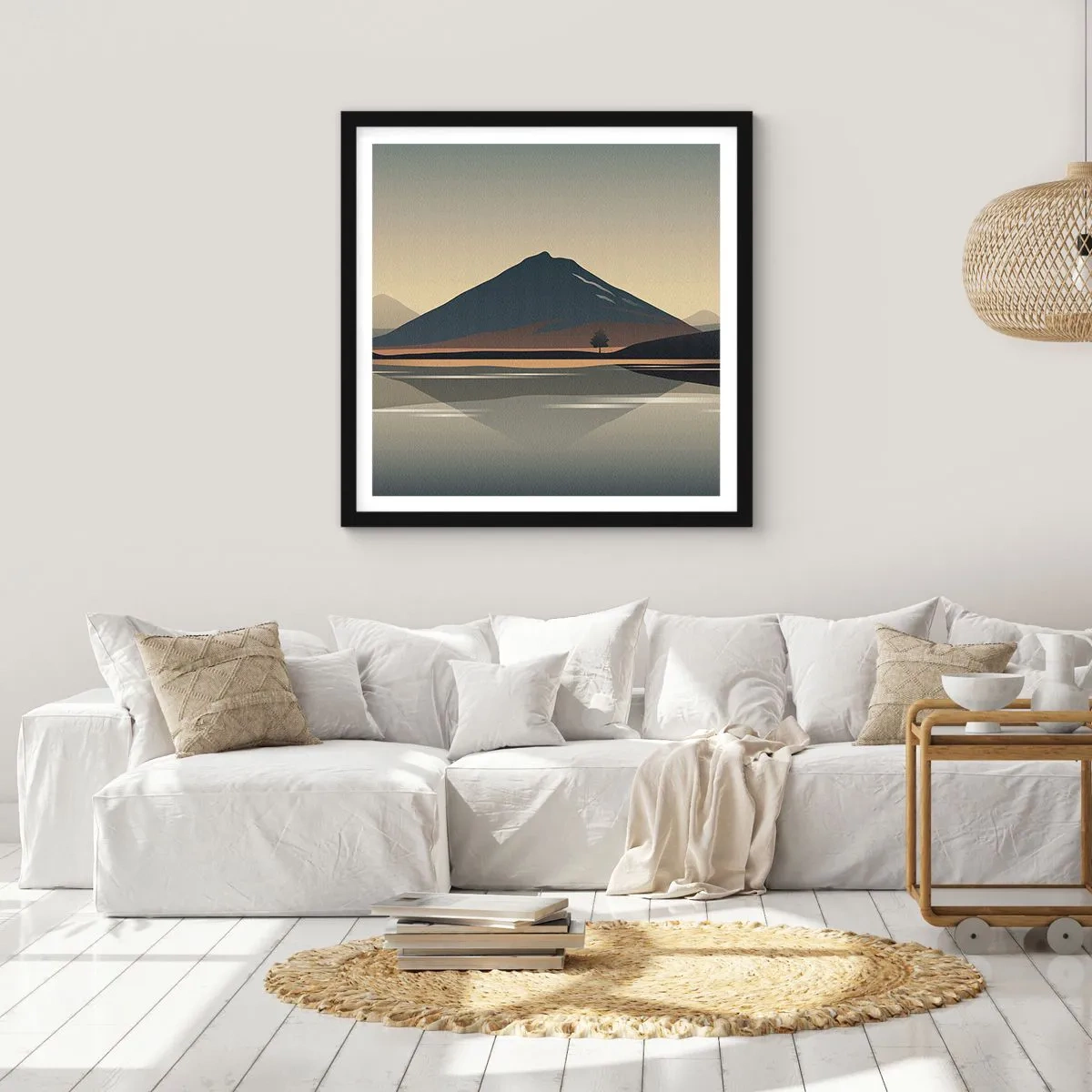 Pôster com moldura preta - Reflexo de espelho - 40x40 cm