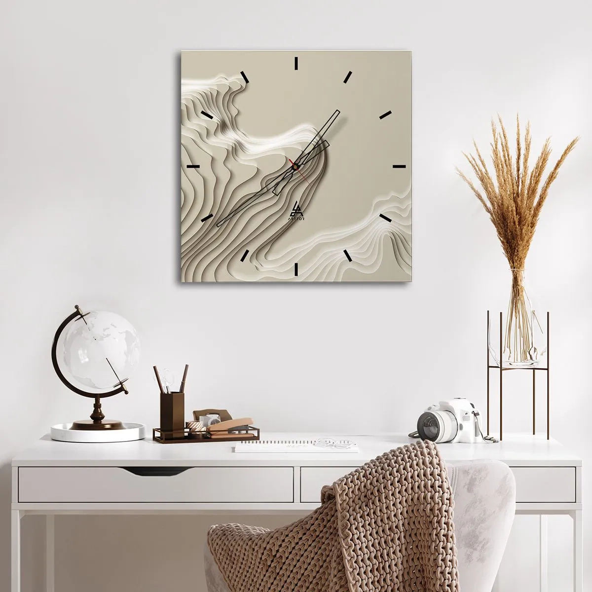 Relógio de parede - Relógio em vidro - Topografia da arte - 40x40 cm