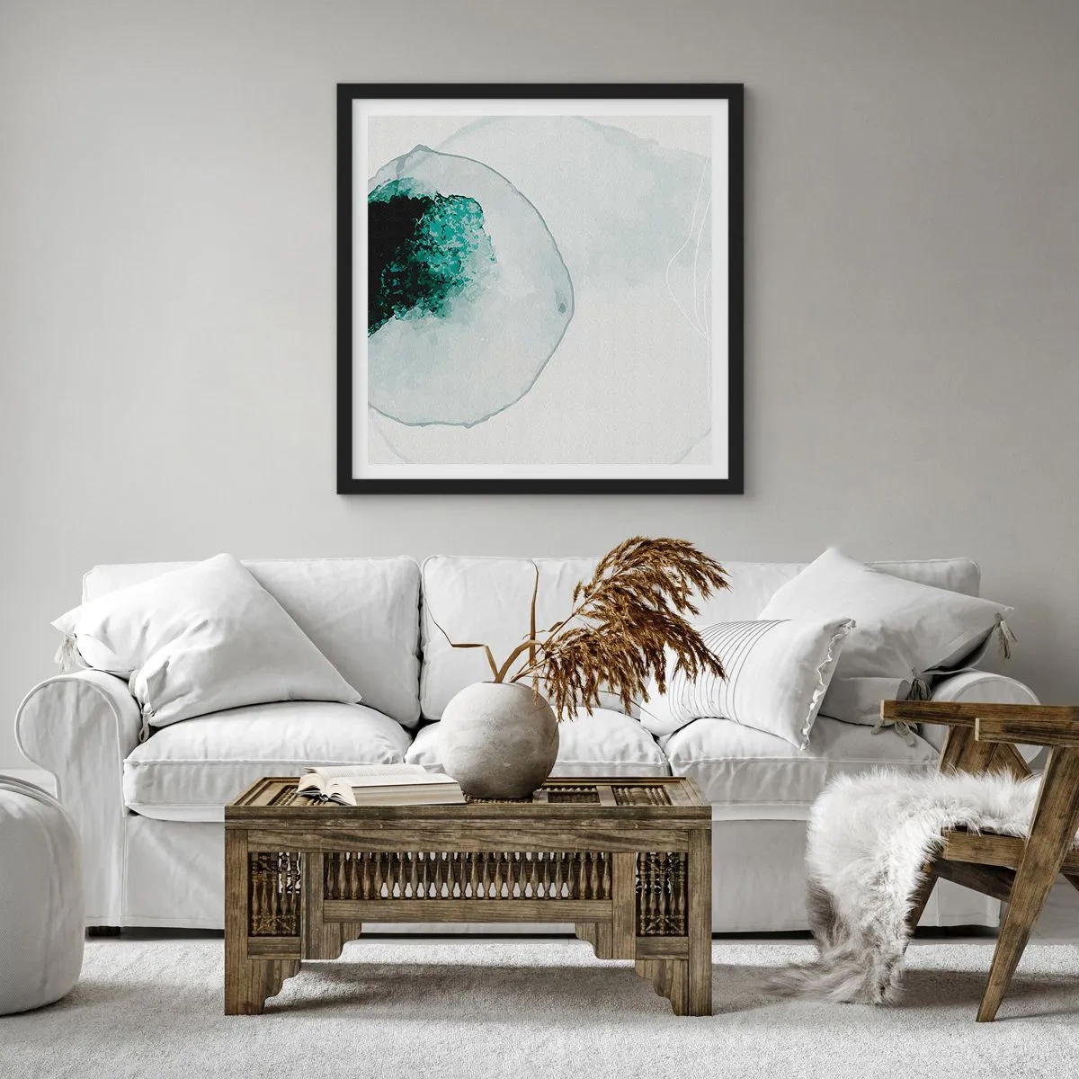 Pôster com moldura preta - Numa gota d'água - 60x60 cm