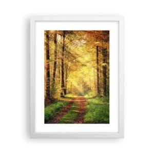 Pôster em moldura branca - Silêncio dourado da floresta - 30x40 cm