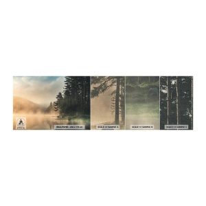 Amostra de papel de parede Premium Canvas - O nascimento do dia - Paisagem, Lago, Floresta - 100x30 cm
