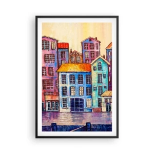 Pôster com moldura preta - Uma cidade como de um conto de fadas - 61x91 cm