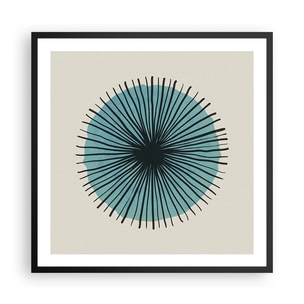 Pôster com moldura preta - Radiante sobre o azul - 60x60 cm