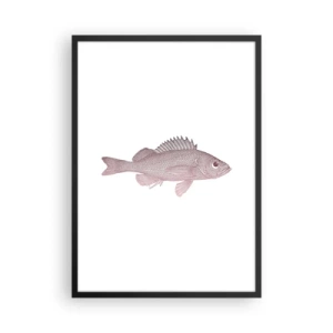 Pôster com moldura preta - Gráfico de peixe em um fundo branco em um estilo minimalista - 50x70cm - Peixe de olhos grandes - Decoração de parede moderna para a sala de estar e quarto ARTTOR