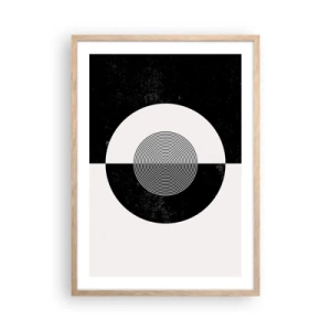 Pôster com moldura de carvalho claro - Harmonia a preto e branco - 50x70 cm