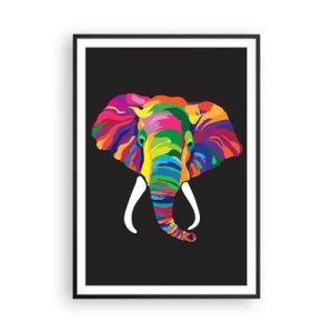 Pôster com moldura preta - O elefante que adorava banhar-se no arco-íris - 70x100 cm