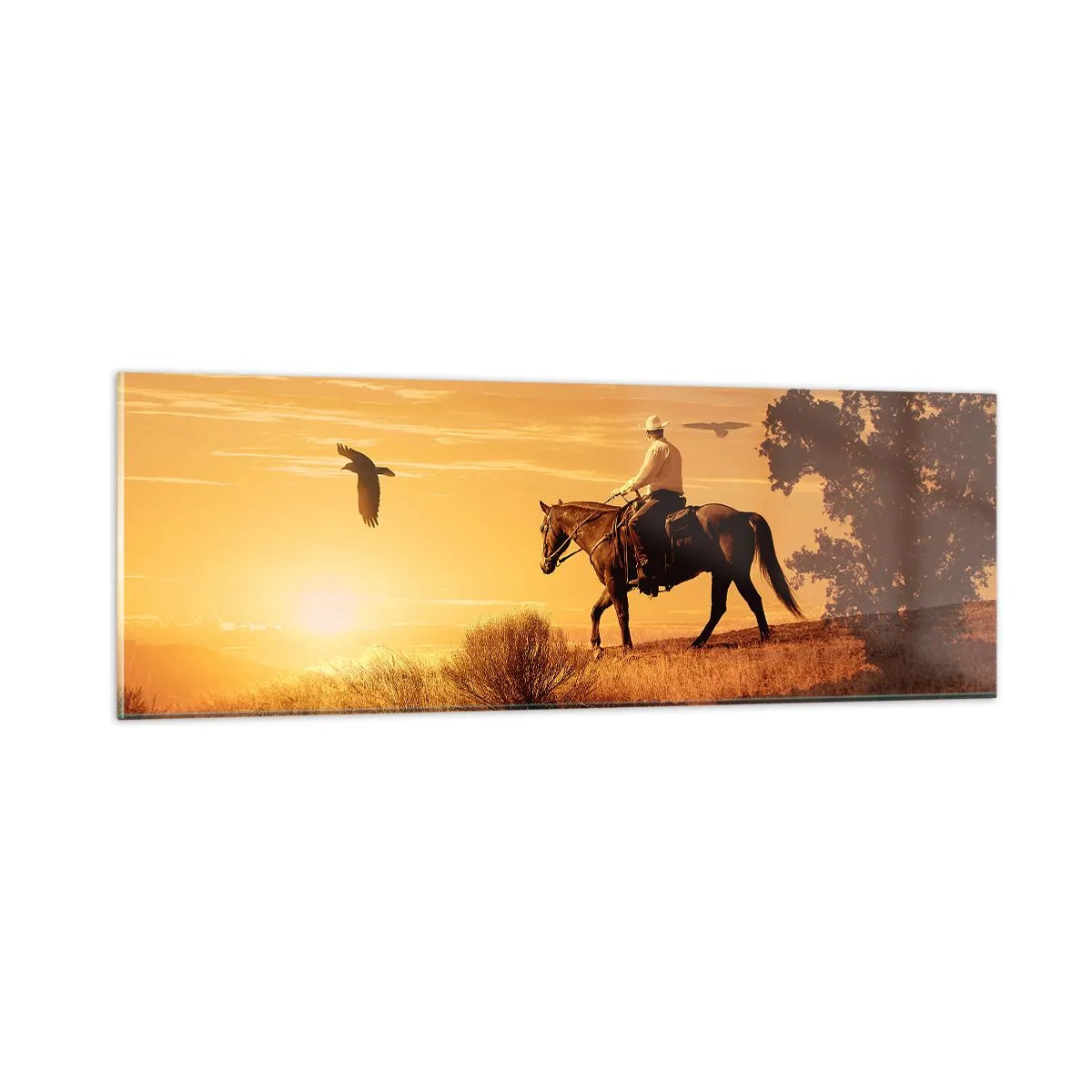 Quadro em vidro - Sozinho em toda a pradaria - 90x30 cm