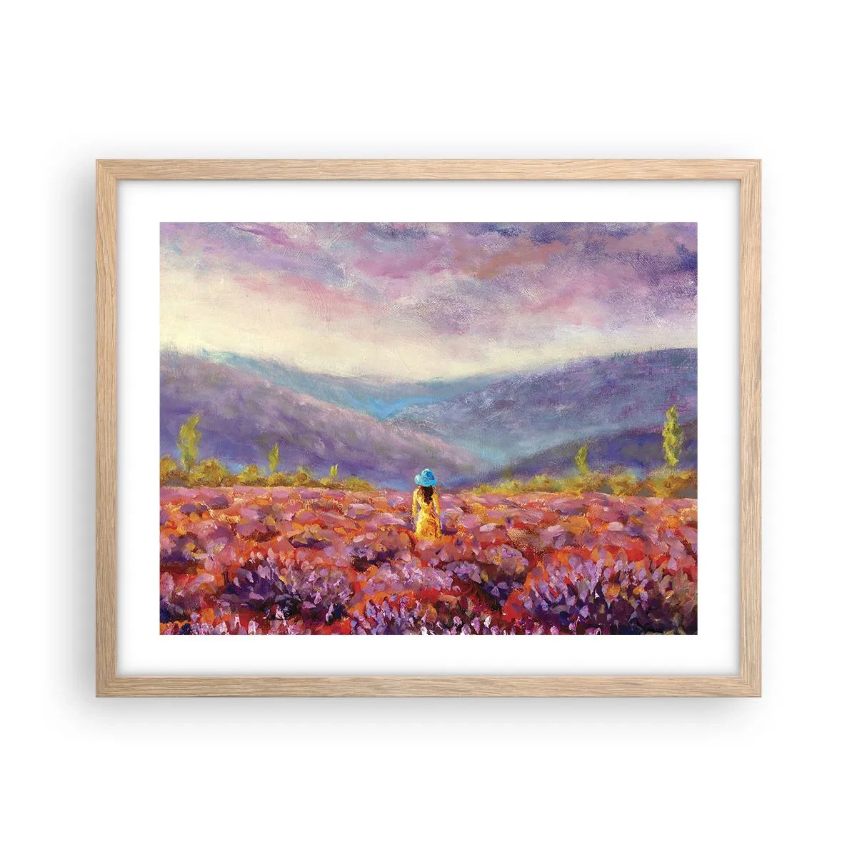 Pôster com moldura de carvalho claro - No mundo da lavanda - 50x40 cm
