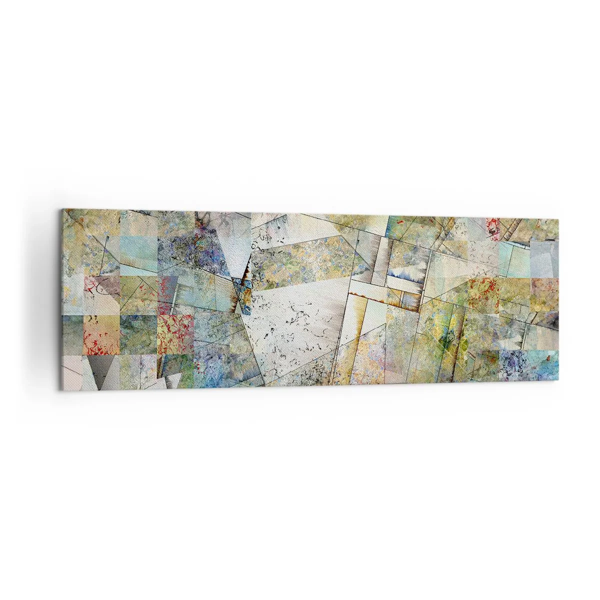 Quadro em tela - Embaralhamento geométrico - 160x50 cm