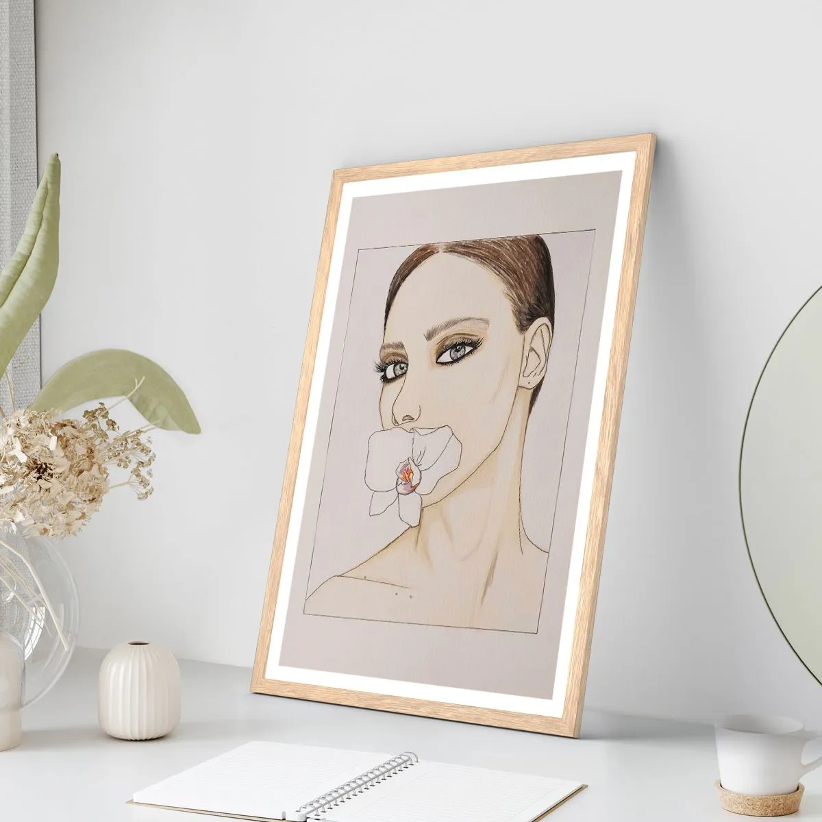 Pôster com moldura de carvalho claro - Símbolo de elegância e beleza - 30x40 cm