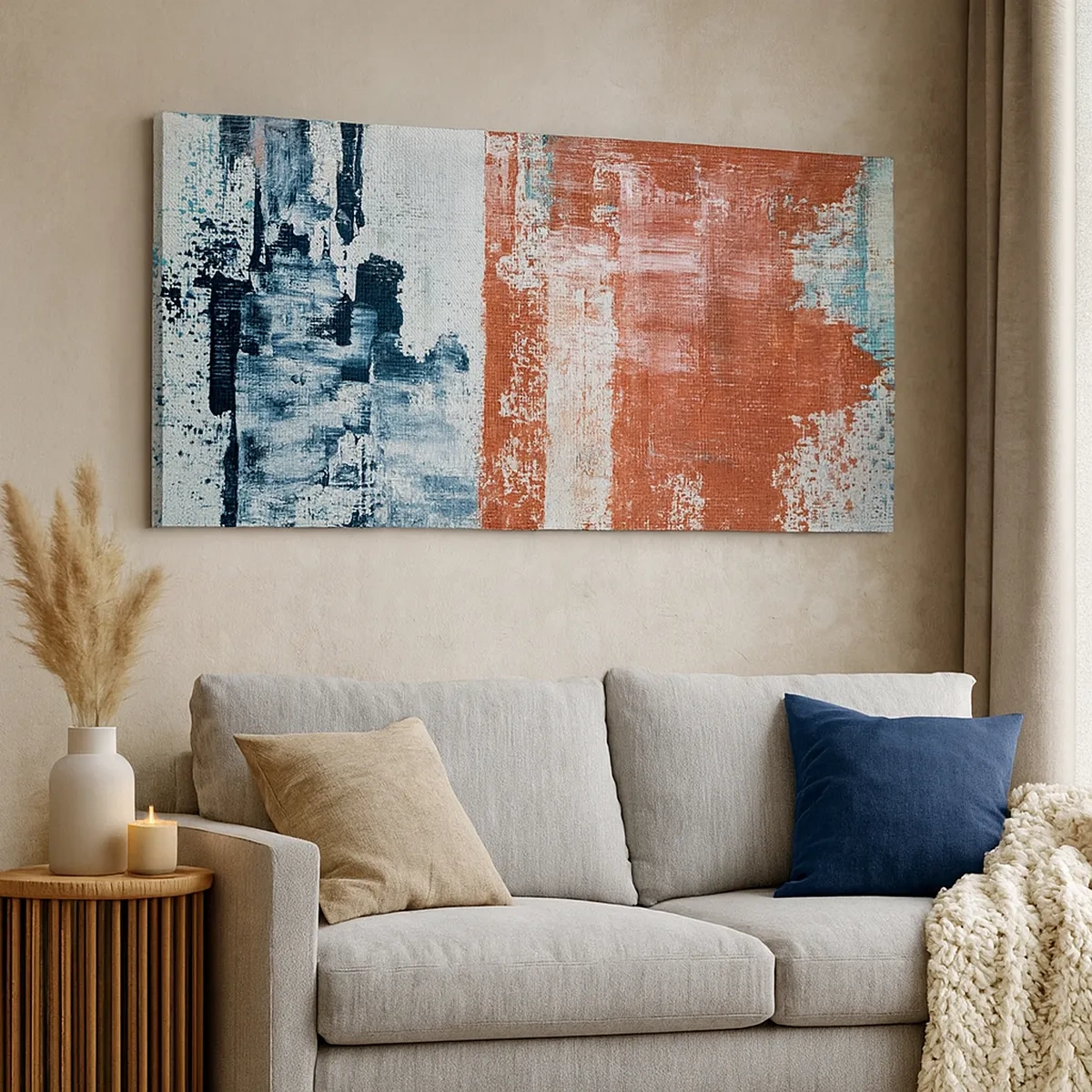 Quadro em tela - Meio a meio abstrato - 30x30 cm