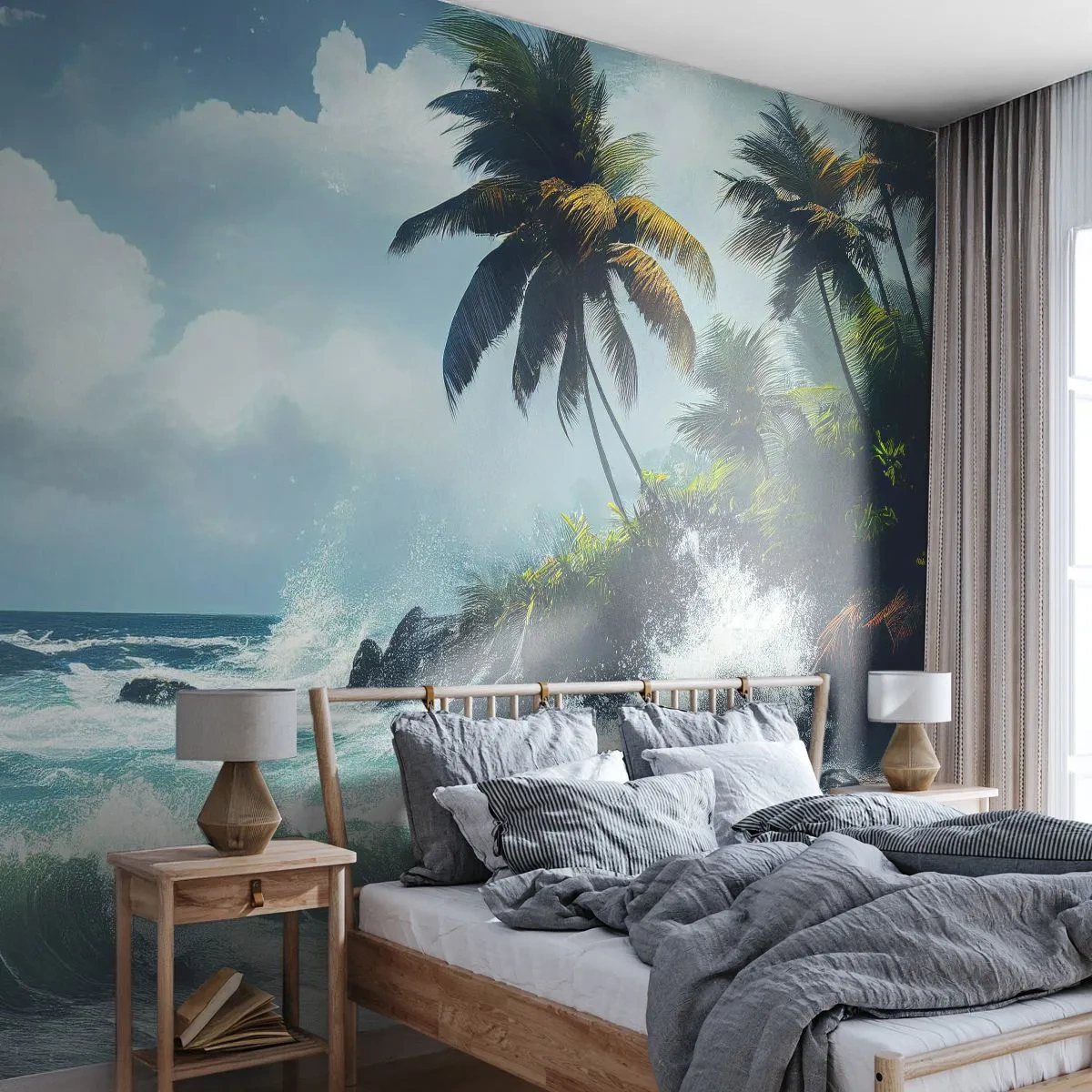 Papel de Parede Premium Canvas - Em uma costa tropical - Praia, Tropical, Palma - 200x140 cm