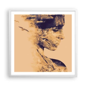 Pôster em moldura branca - Linda por natureza - 60x60 cm