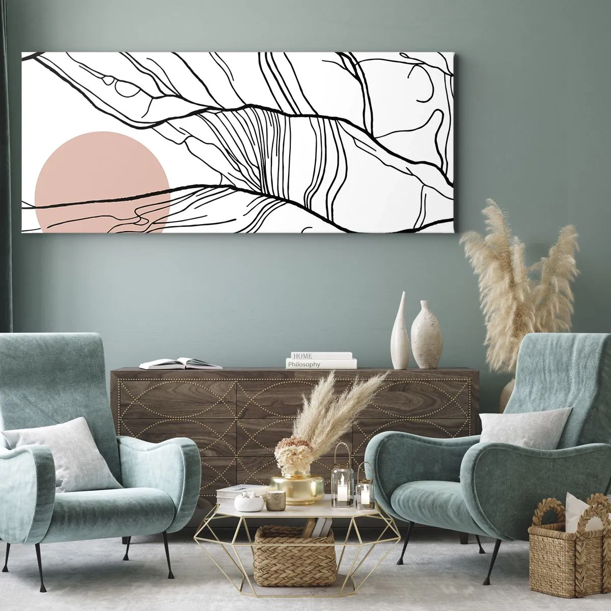Quadro em tela - Numa rede de galhos - 100x40 cm