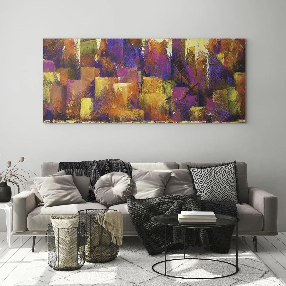 Quadro em vidro - Composição metropolitana - 140x50 cm