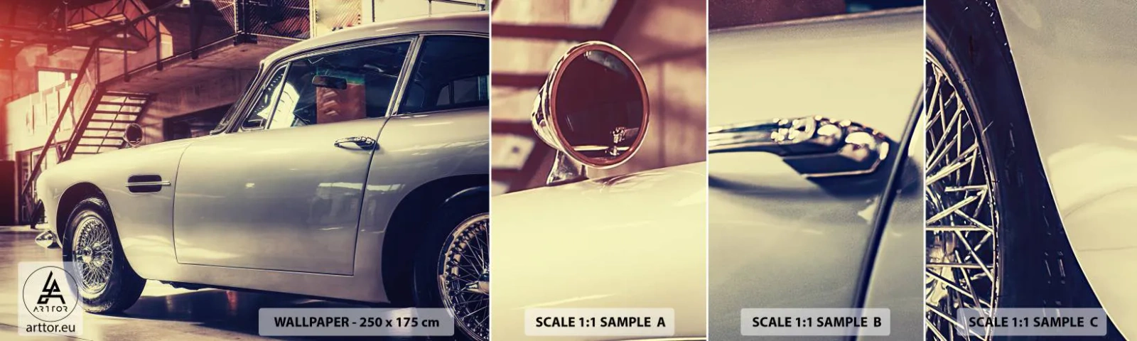 Amostra de papel de parede autocolante Deluxe Sticker - Os clássicos não envelhecem - Carro, Automotivo, Vintage - 100x30 cm