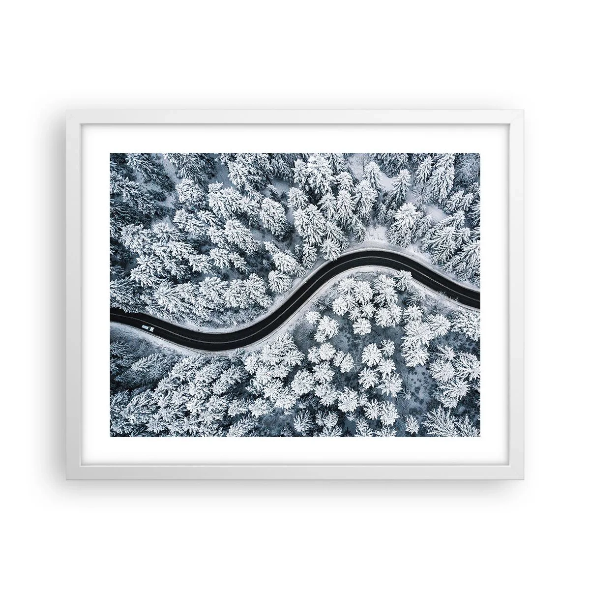 Pôster em moldura branca - Pelaa floresta no inverno - 50x40 cm