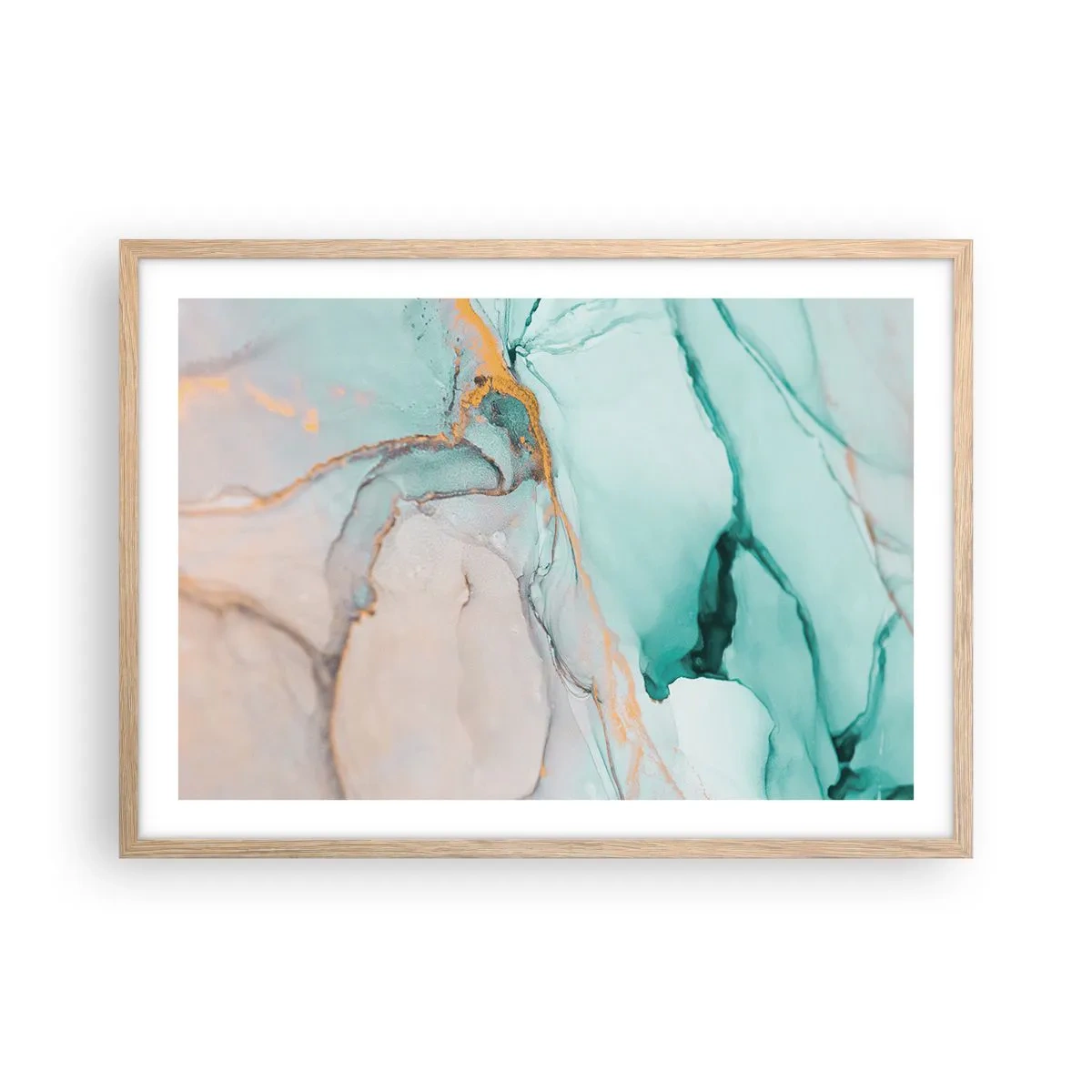 Pôster com moldura de carvalho claro - Dança das formas e cores - 70x50 cm