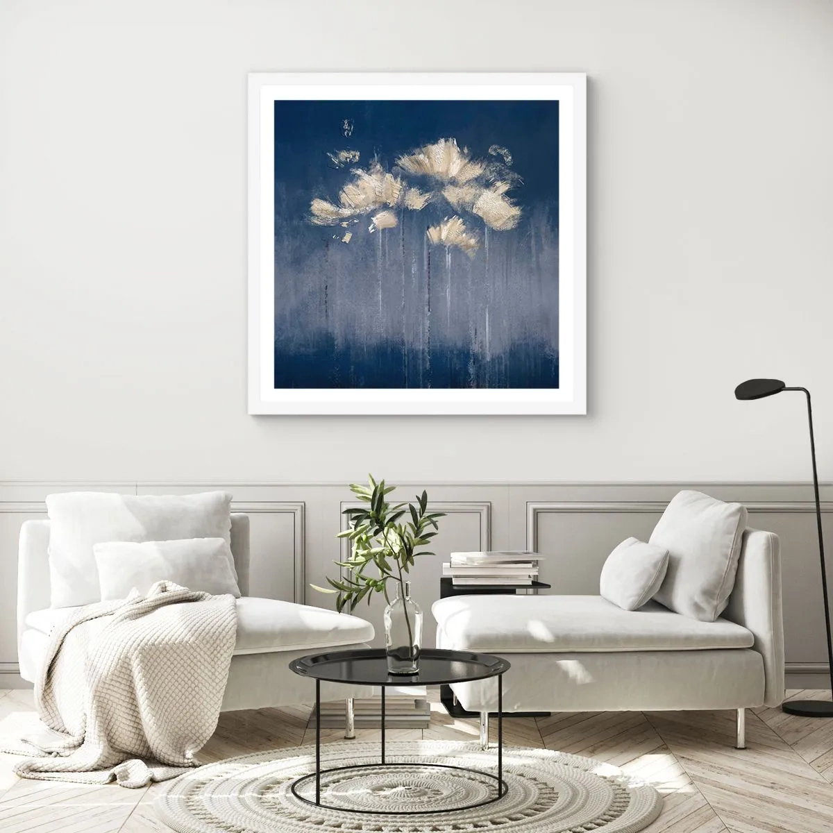 Pôster em moldura branca - Como pétalas ao vento - 60x60 cm