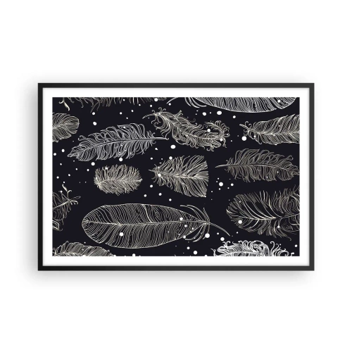 Pôster com moldura preta - Rendas de penas - 91x61 cm