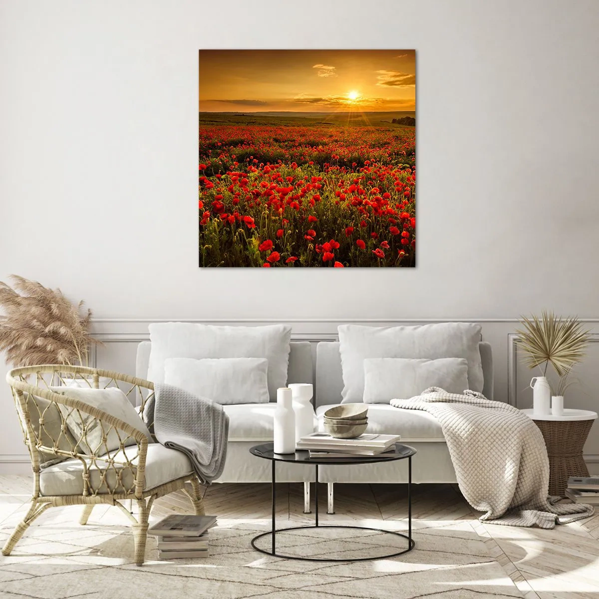 Quadro em vidro - Entre o farfalhar da onda de prados, entre o dilúvio das flores - 50x50 cm